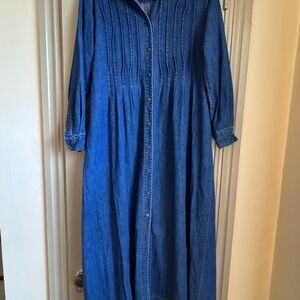 Vintage Laura Ashley Denim Long Sleeve Dress